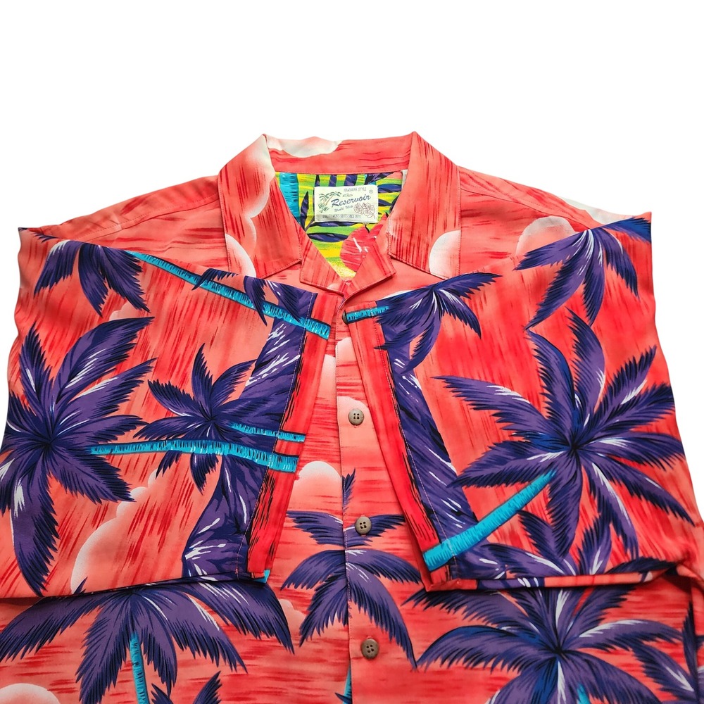 Reservoir Men Hawaiian Style Palm Tree Sunset Shirt XL Beachwear Resort Tropical